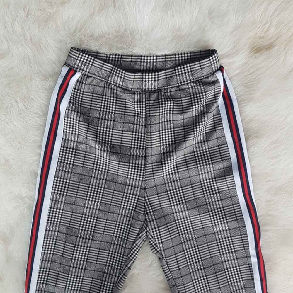 High waisted Striped plad trousers